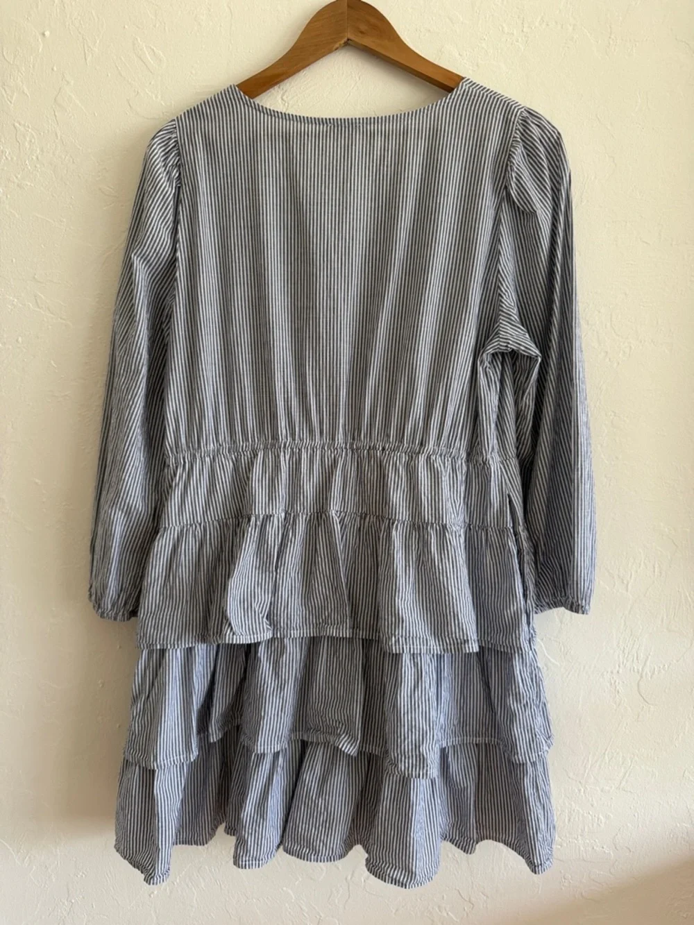 J. Crew Striped Long-Sleeve Tiered Mini Dress Size 12